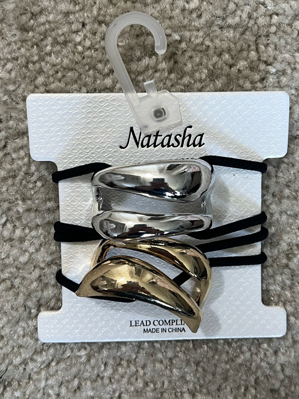 Natasha Couture Women’s Metallic Hair Cuff Set Trio – Gold & Silver